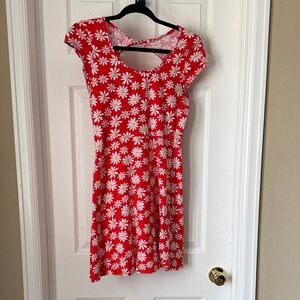 Joe Benbasset Red Dress with White and Yellow Daisies